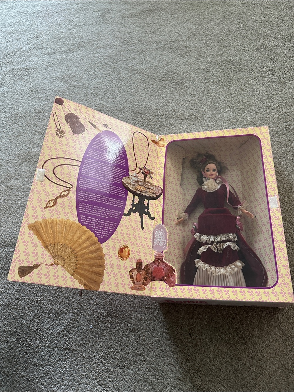 Vintage 1995 Mattel Barbie Victorian Style Collectible Doll in Deep Plum/cream